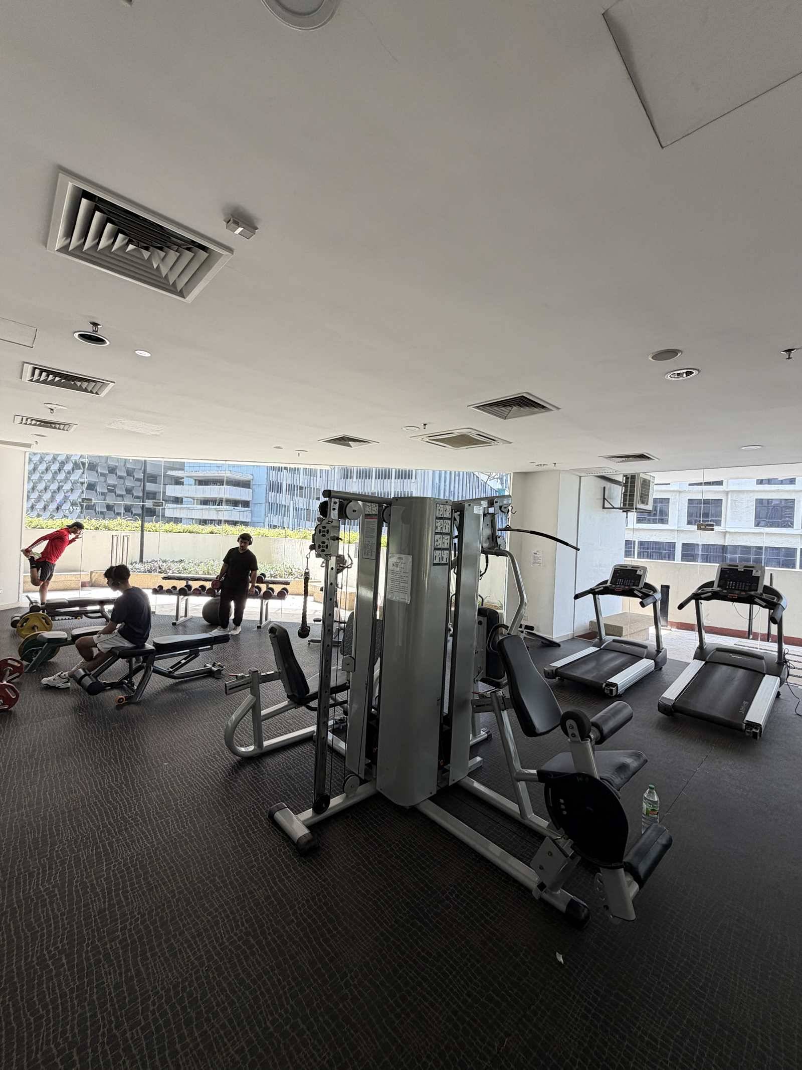 Gym with city views at Poshpack Skyline Hostel Kuala Lumpur