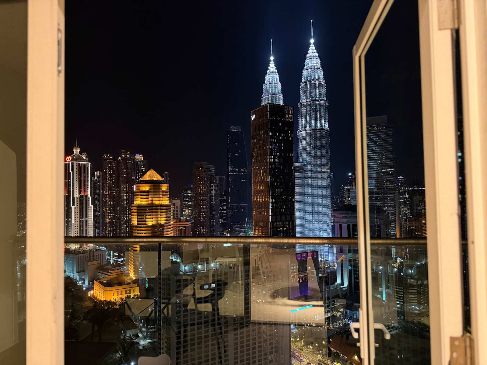 Petronas Twin Towers at night from Crest Residence