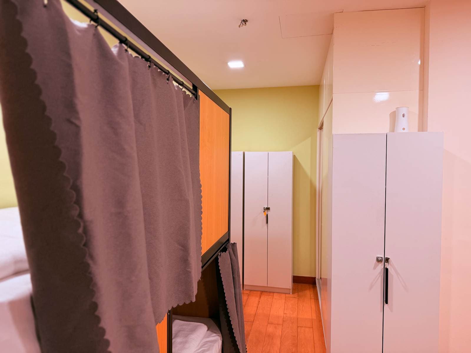 Secure lockers and curtained bunks
